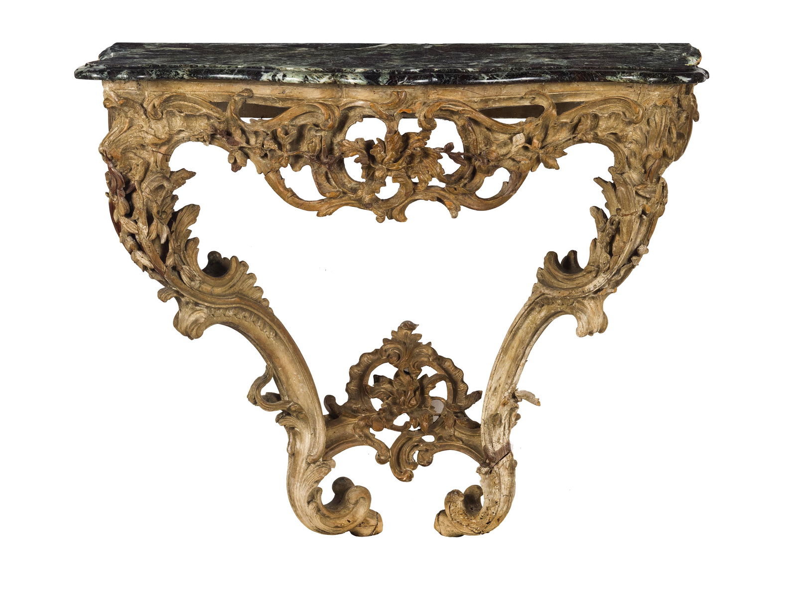 CONSOLE D'APPLIQUE IN LEGNO INTAGLIATO E LACCATO, (1 of 1)