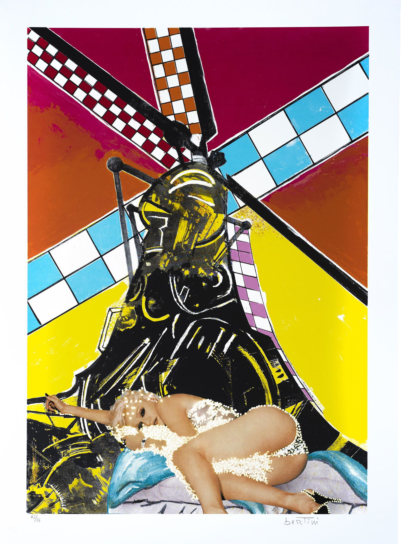 GIANNI BERTINI: Pisa 1922-Caen 2010 Bambola Serigrafia a colori su carta, cm 107,6 x 79,6 Firmata in basso a destra, numerata in basso a sinistra Esemplare 65/75