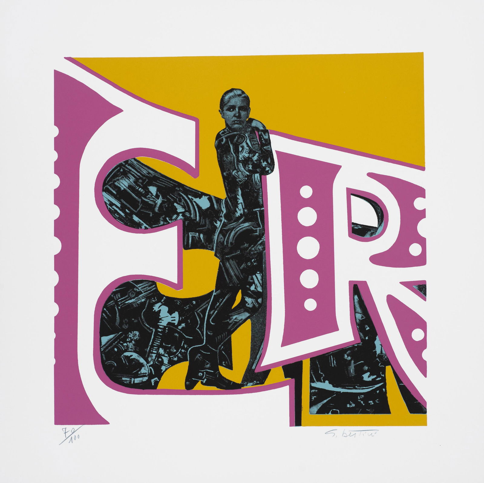 GIANNI BERTINI: Pisa 1922-Caen 2010 E.R. Litografia a colori su carta, cm 60 x 60 Firmata in basso a destra e numerata in basso a sinistra Esemplare 70/100