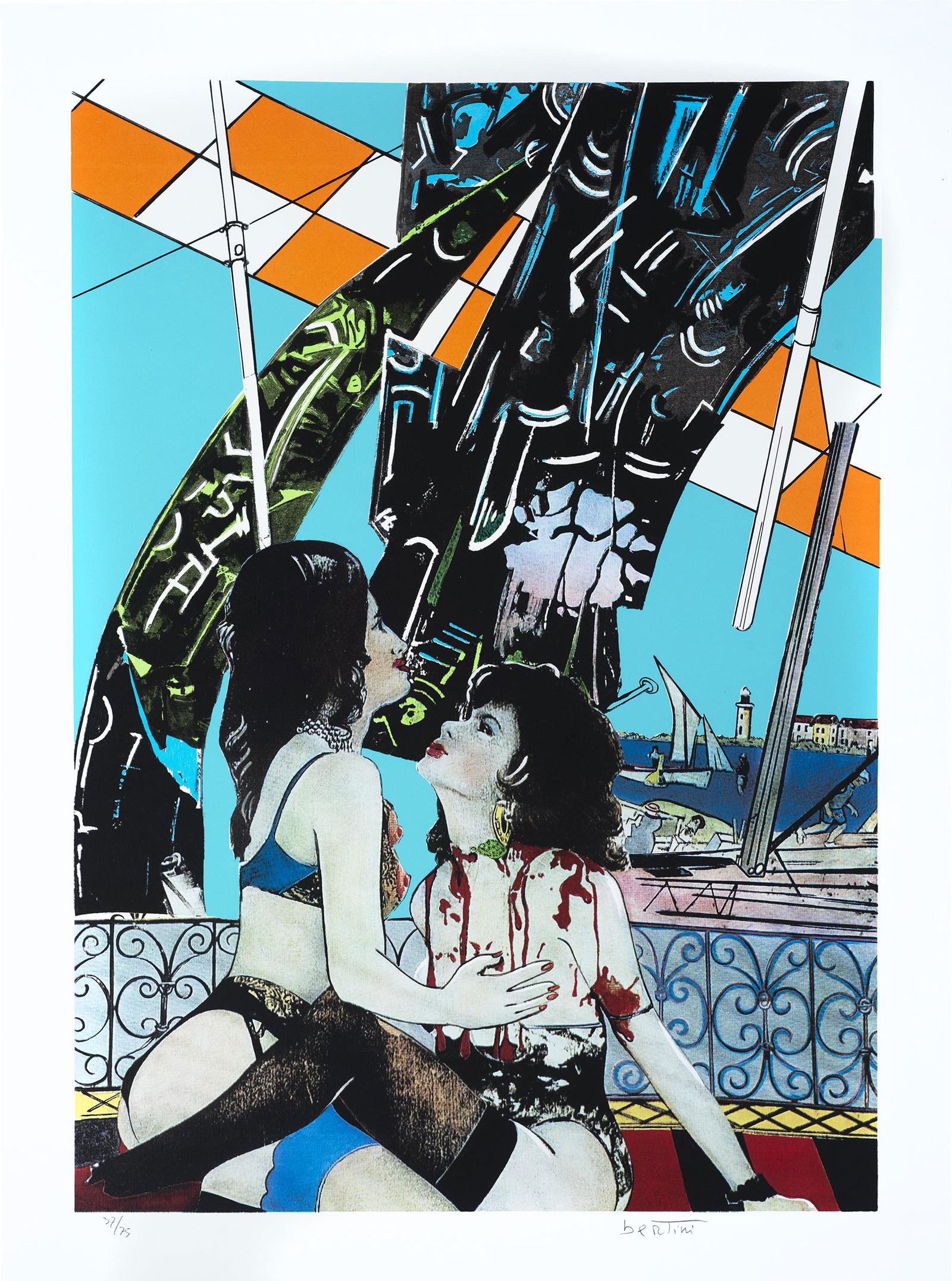 GIANNI BERTINI: Pisa 1922-Caen 2010 Le vittime di Mercurio, 2002 Serigrafia a colori su carta, cm 105,7 x 79,2 Firmata in basso a destra, numerata in basso a sinistra Esemplare 37/75