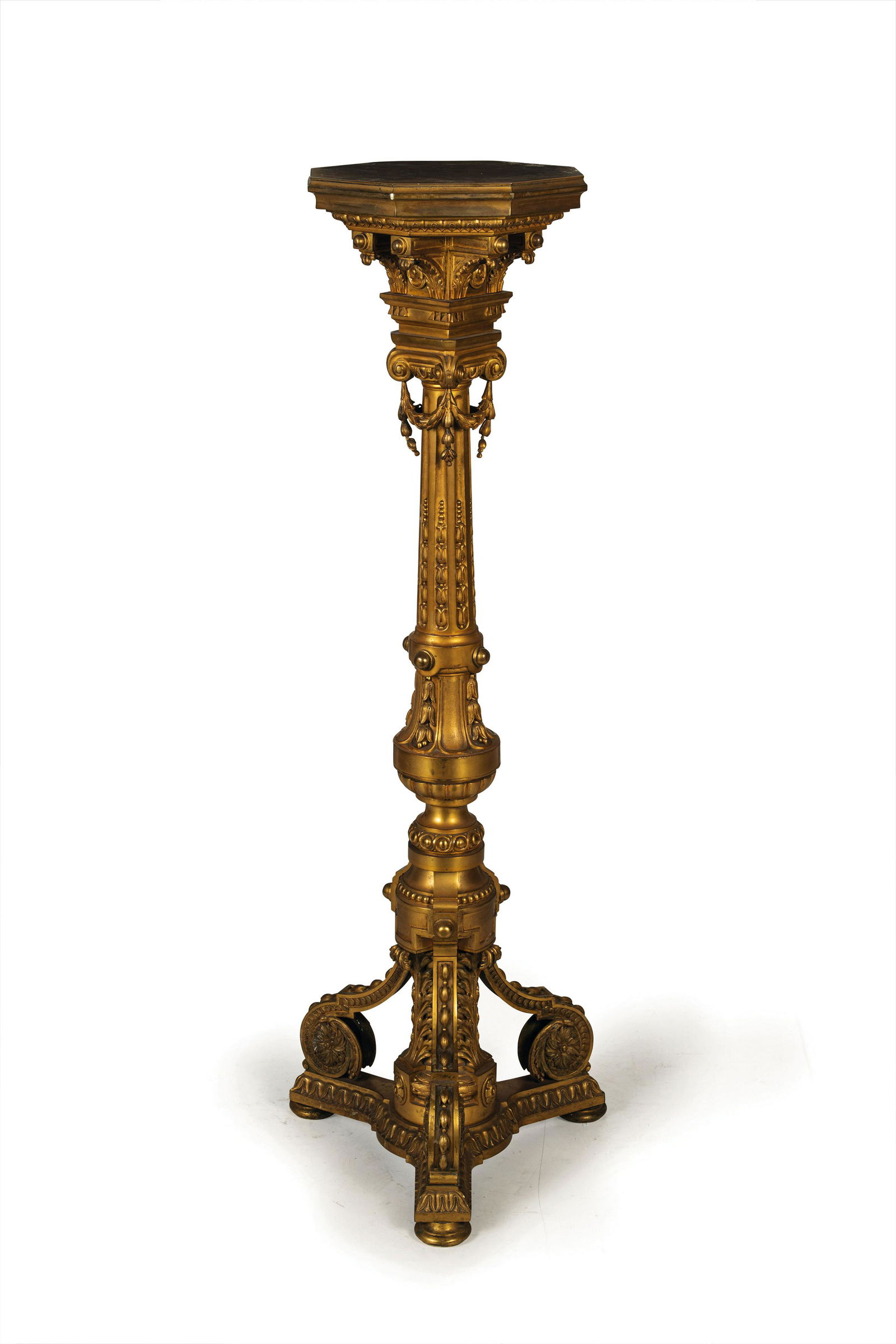 COPPIA DI COLONNE REGGIVASO IN BRONZO DORATO, XIX (1 of 2)