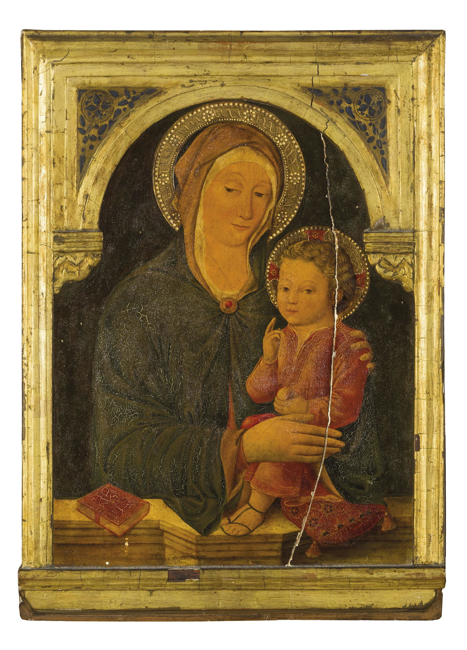 JACOPO BELLINI (maniera di): (Venezia, 1396? - 1470?) Madonna con Bambino (Madonna dei Cherubini) Olio su tavola, cm 57X40,5 L'opera è desunta dalla Madonna con il Bambino benedicente conservata all'Accademia di Venezia. La