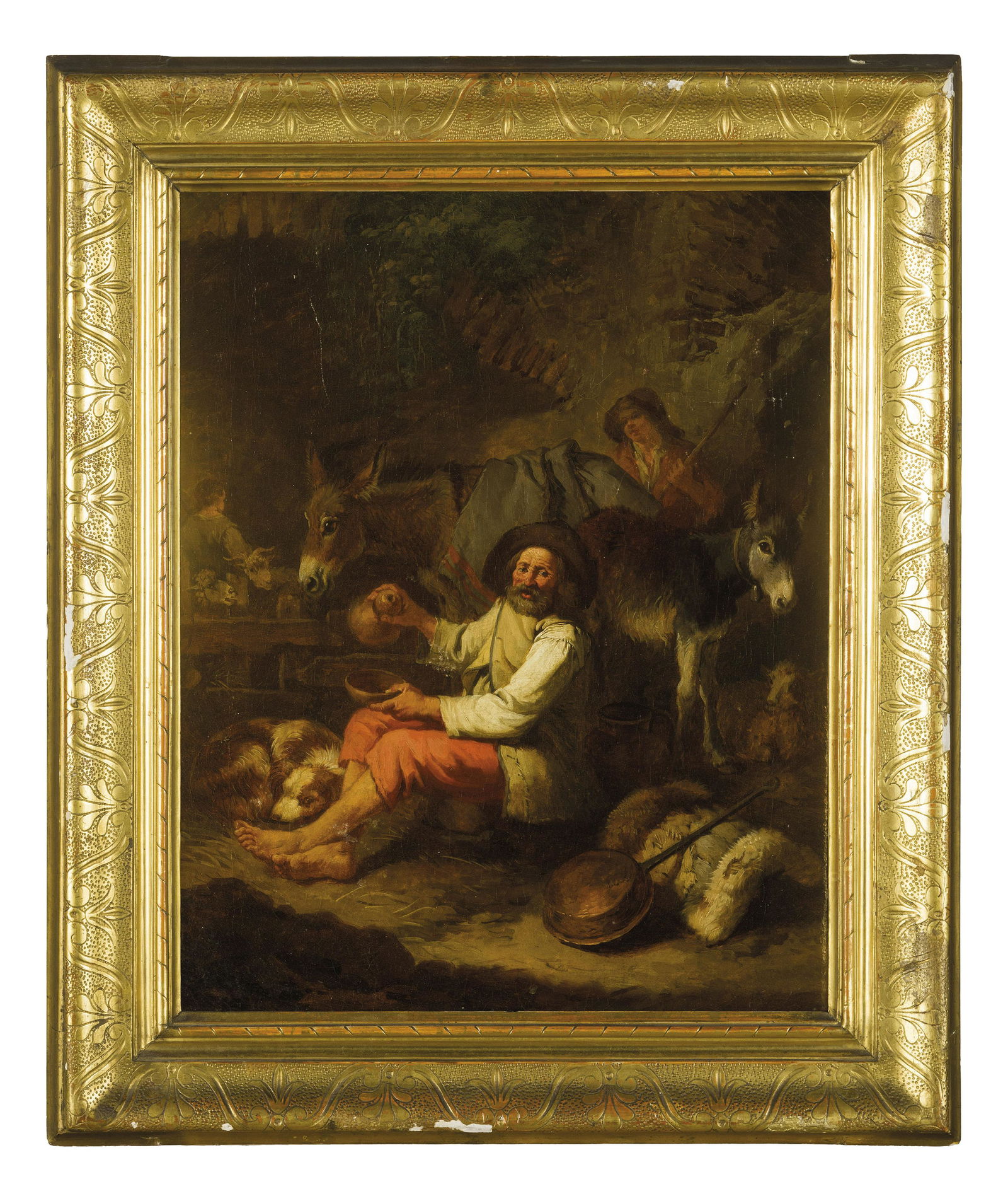 FRANCESCO LONDONIO: (Milano, 1723 - 1783) Pastore Olio su tela, cm 46X37 Il primo aspetto da considerare analizzando il dipinto è lo stato di conservazione che valorizza i caratteri qualitativi, in modo particolare