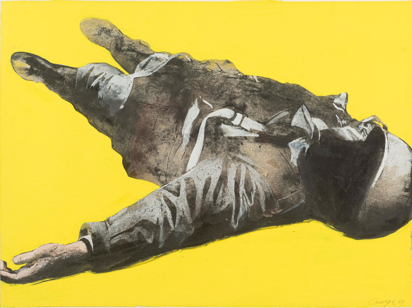 RAFAEL CANOGAR: Toledo 1935 Un morto nel Vietnam, 1969 Tecnica mista su cartoncino, cm 46,5 x 64,5 Firmato e datato in basso a destra