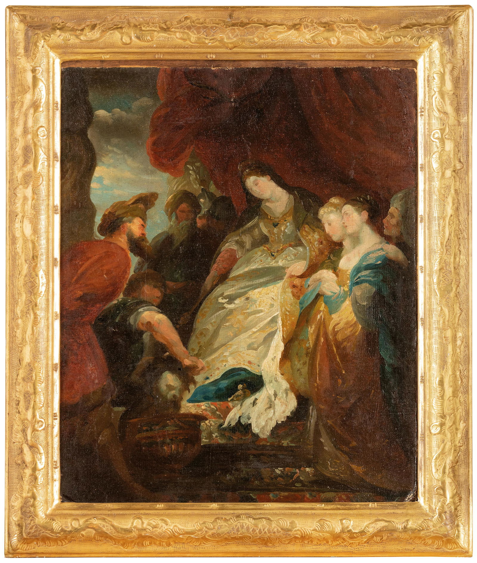 GIUSEPPE BERNARDINO BISON: (Palmanova, 1762 - Milano, 1844) Erode Antipa al cospetto di Erodiade o Salomé Olio su tela su cartoncino, cm 43X35 Il dipinto qui presentato è un significativo esempio dell'attività di Giuseppe Be