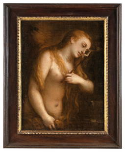 LUCA CAMBIASO: (Moneglia, 1527 - San Lorenzo de El Escorial, 1585) Maddalena Olio su tela, cm 75X57 Provenienza: Palazzo Negrotto Pallavicini Bibliografia: P. Torriti, Luca Cambiaso, in La pittura a Genova e in Ligu