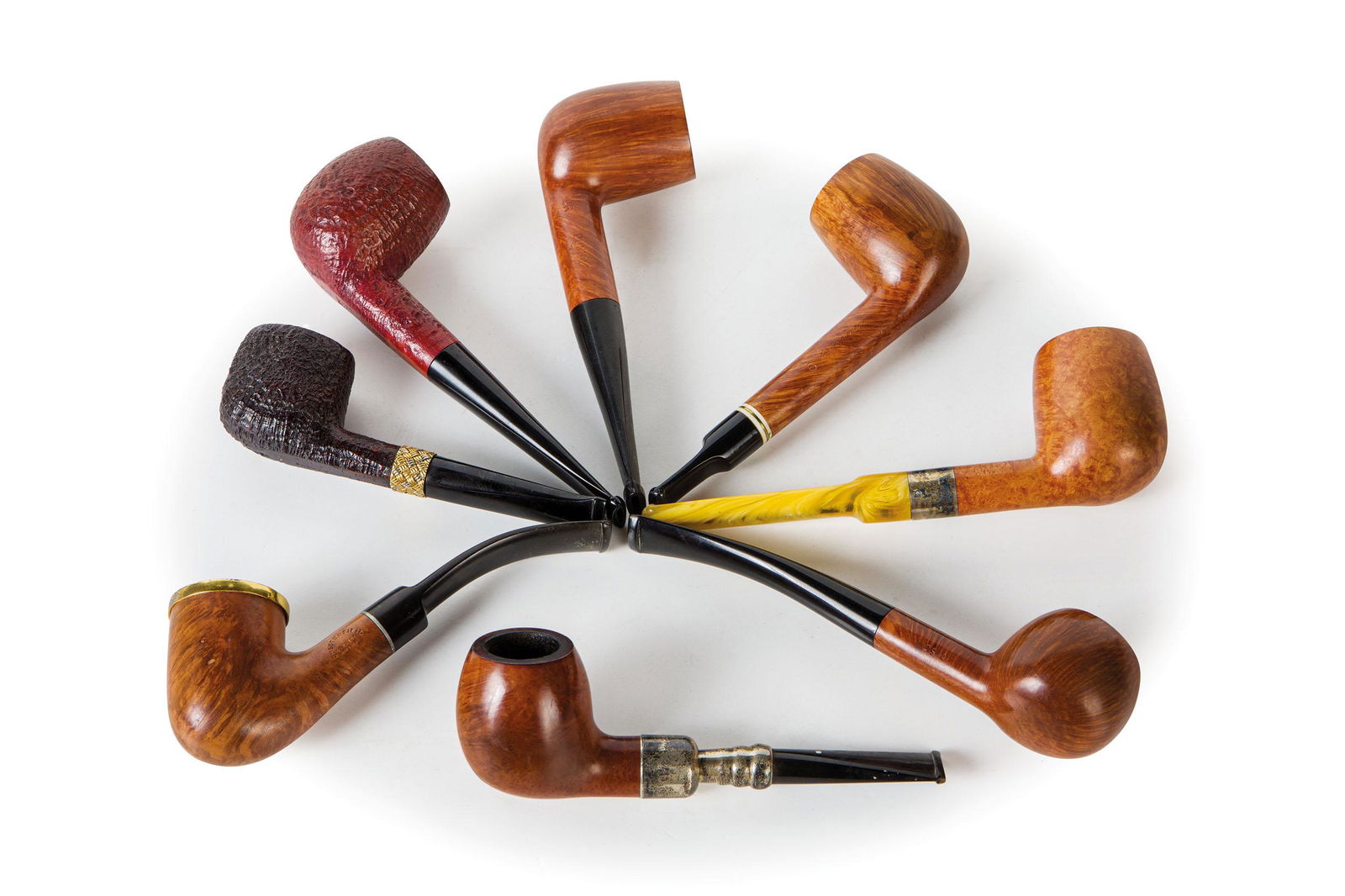 LOTTO DI DIECI PIPE IN LEGNO E MATERIALE PLASTICO (1 of 1)