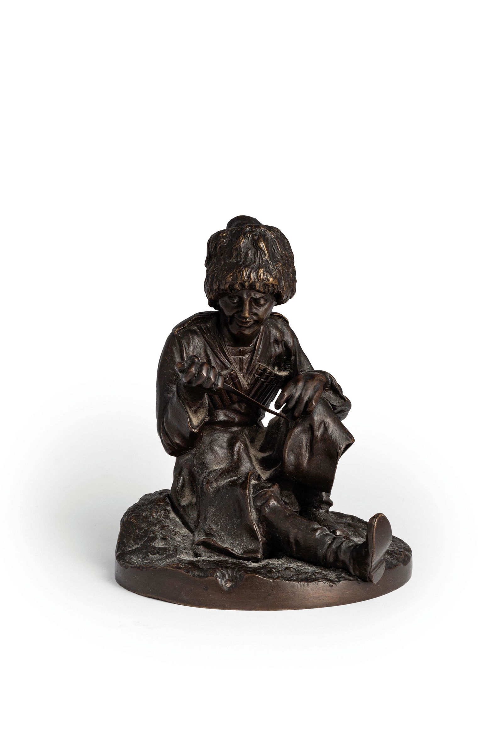 GRUPPO IN BRONZO, SAN PIETROBURGO, XIX-XX SECOLO,: FIRMATO GRACHEV, FONDERIA WOERFELL raffigurante cosacco; usure Alt. cm 12, larg. cm 9,4, prof. cm 11 A RUSSIAN BRONZE COSSACK FIGURE, ST. PETERSBURG, 19TH-20TH CENTURY, SIGNED GRACHEV, WOERFFEL FOUNDR