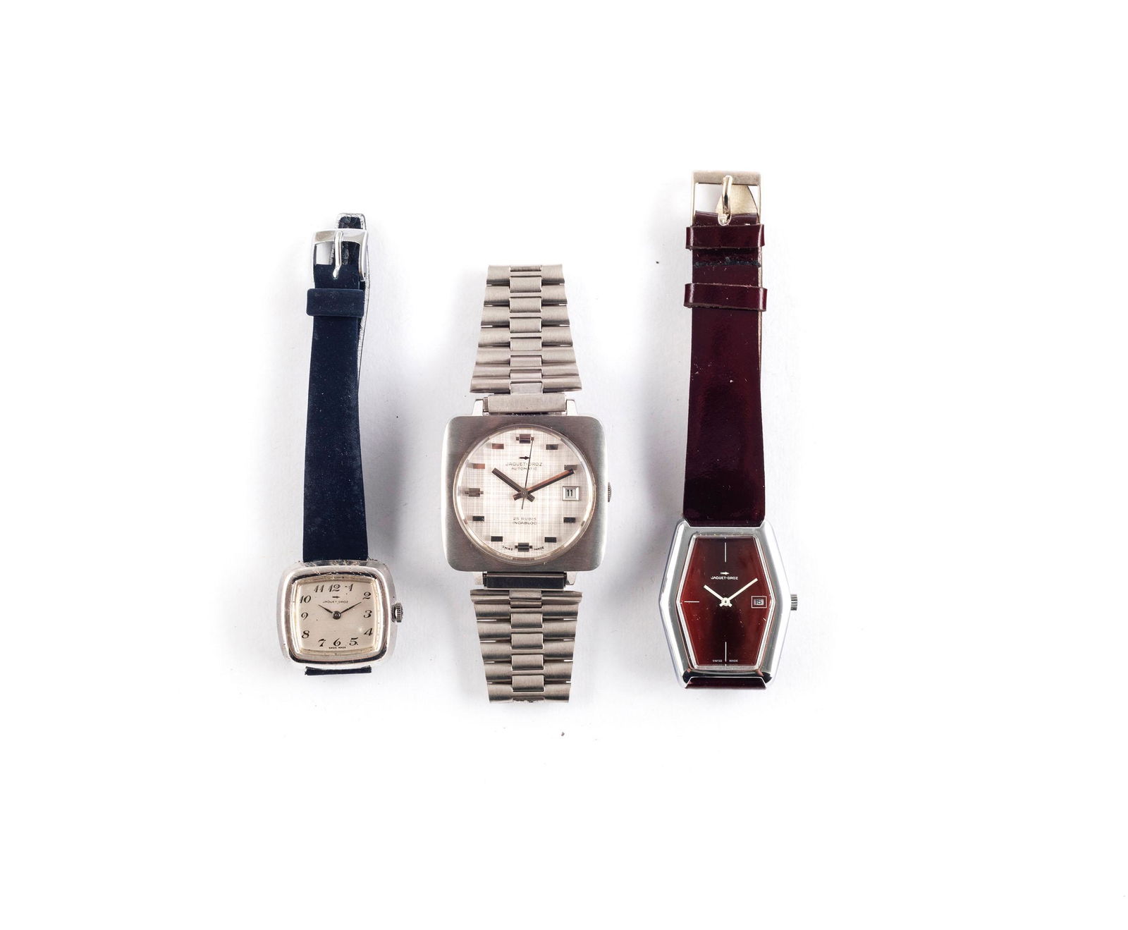 JACQUE DROZ, LOTTO DI OROLOGI DA POLSO IN ACCIAIO (1 of 2)
