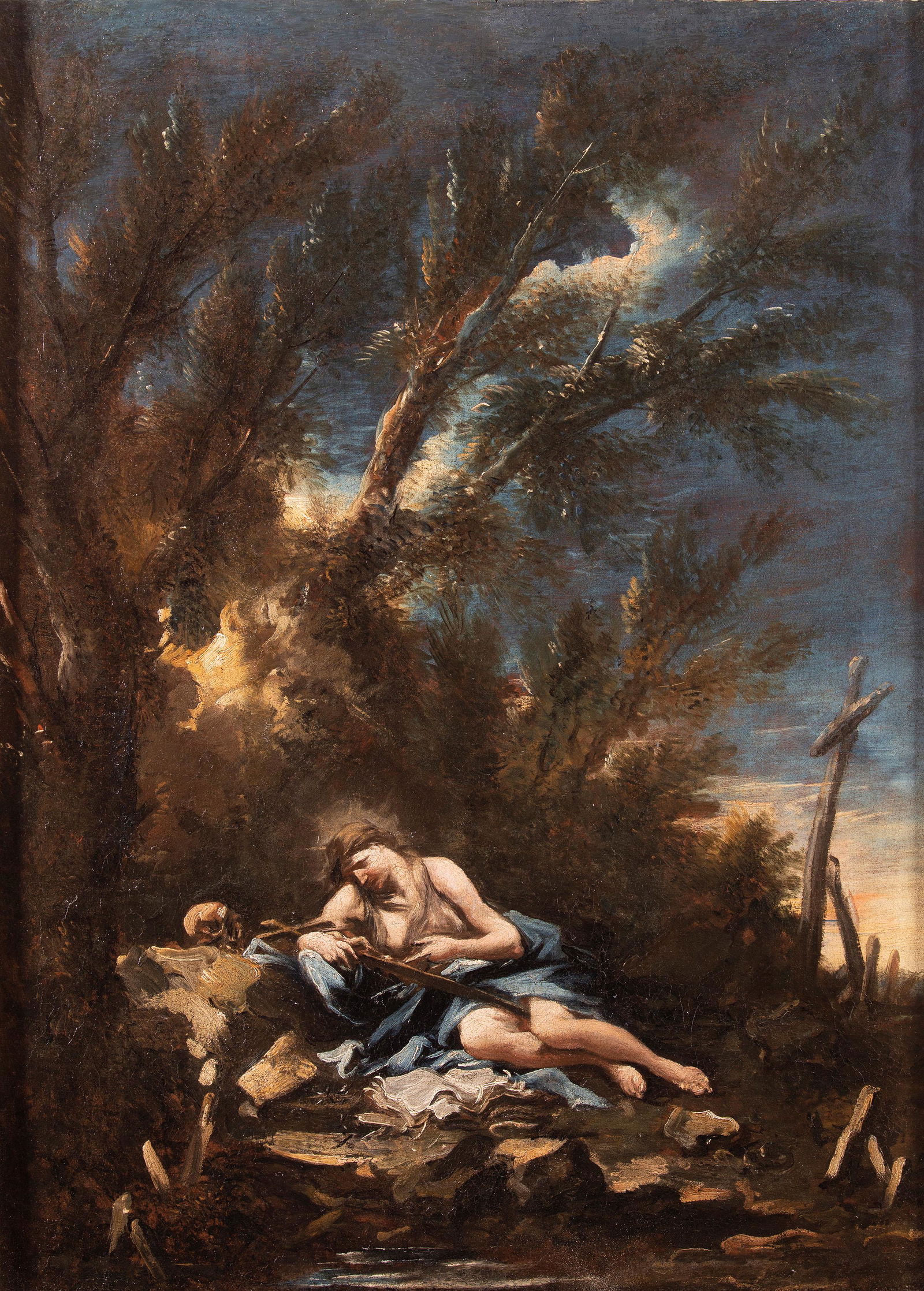ALESSANDRO MAGNASCO: (Genova, 1667 - 1749) ANTONIO FRANCESCO PERUZZINI (Ancona, 1643 o 1646 - Milano, 1724) Maddalena Olio su tela, cm 97X73 Di origine genovese ma formatosi a Milano nella bottega di Filippo Abbiati (1640