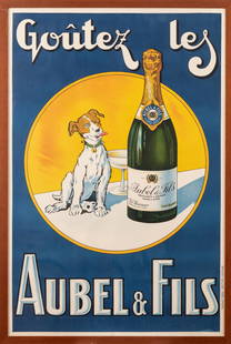 Champagne Aubel & Fils: Manifesto Litografia [Telato] Anonimo Edito Affiches Gaillard, Paris-Amiens Epoca 1930 ca. Misure h 120 x L 80 cm Condizioni A-