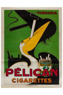 Pelican Cigarettes: Manifesto Litografia [Non Telato] by Yray Ch. Edito EDIA, Paris Epoca 1930 ca. Misure h 80 x L 60 cm Condizioni B+