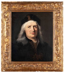 GIUSEPPE NOGARI: (Venezia, 1699 - 1763) Ritratto d'uomo (Giovanni Corvino?) Olio su tela, cm 54X45 Le fonti storiche concordano nel considerare Giuseppe Nogari un allievo di Antonio Balestra, sottolineando che