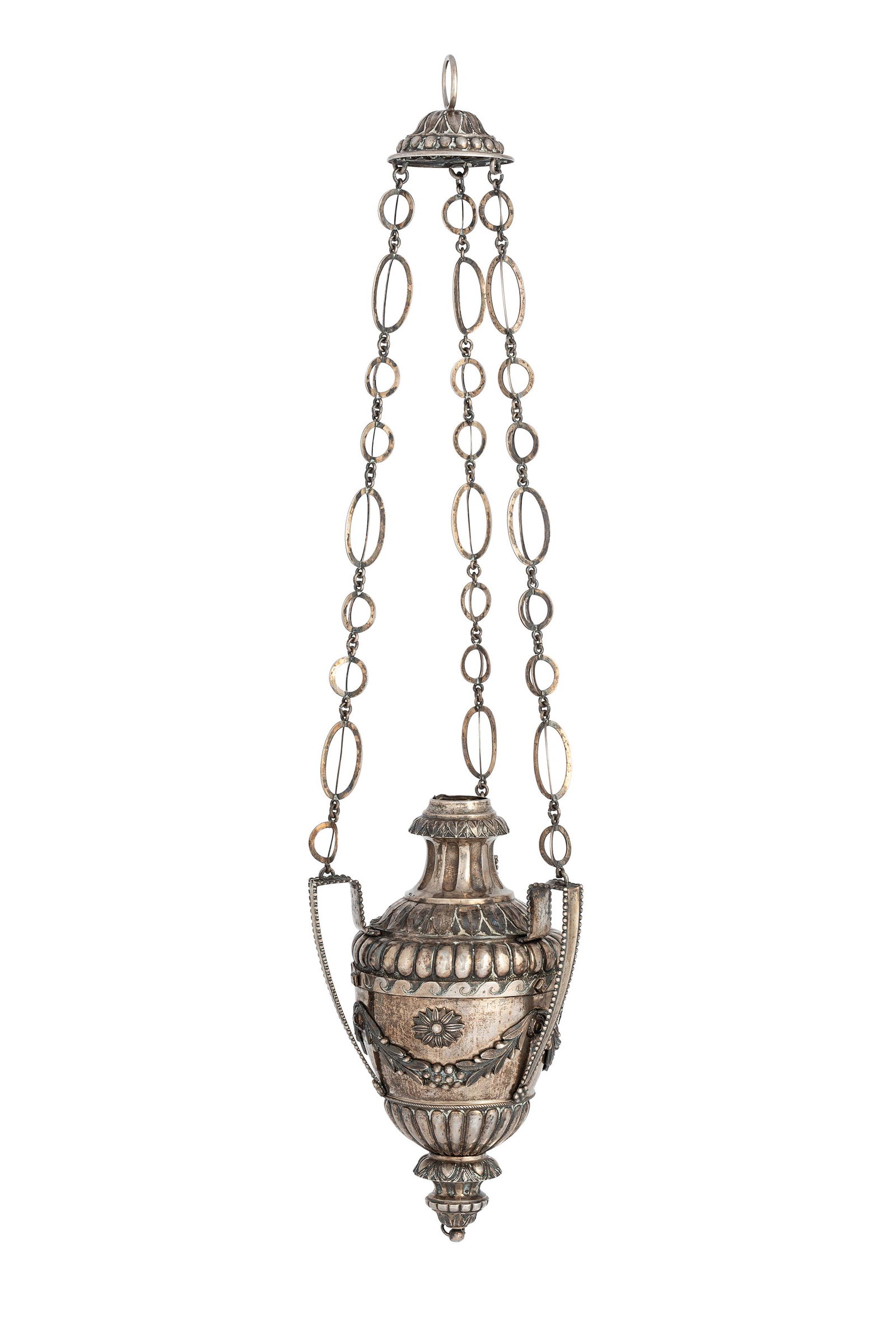 DUE LAMPADE PENSILI IN ARGENTO, XIX SECOLO (1 of 2)