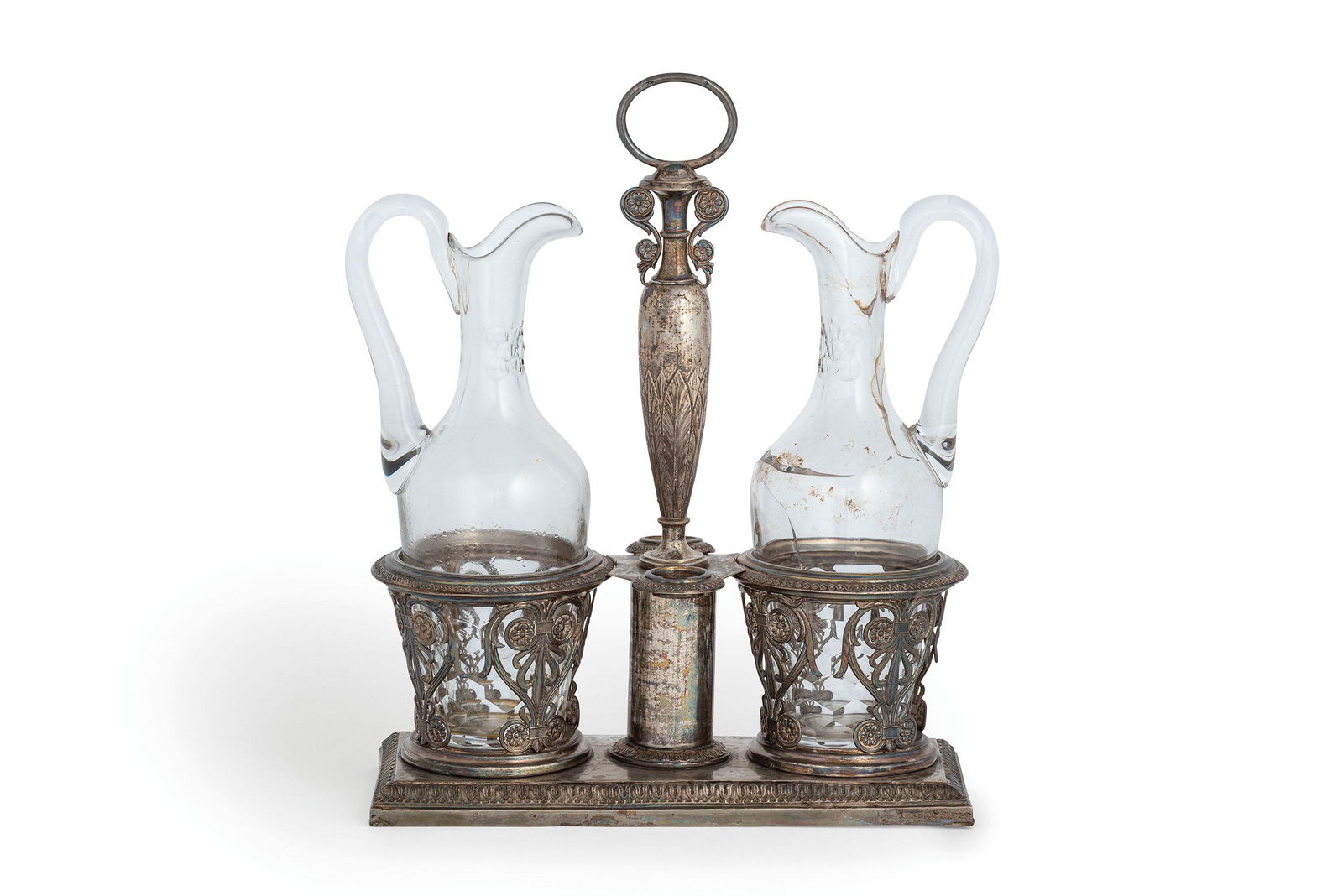 OLIERA IN ARGENTO E VETRO, ROMA, XIX SECOLO (1 of 1)