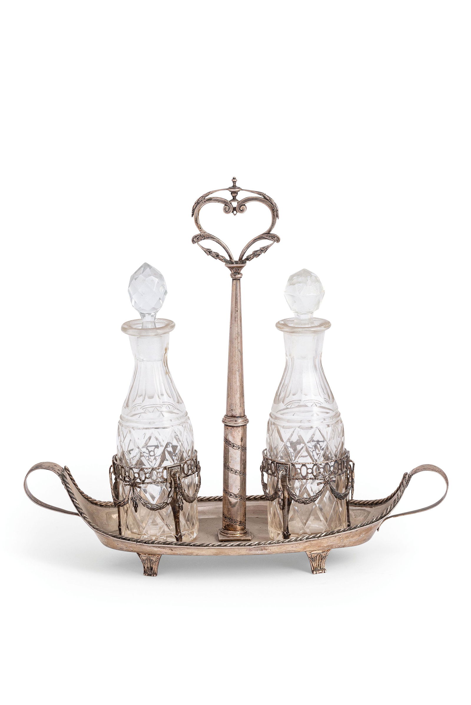 DUE DIVERSE OLIERE IN ARGENTO E VETRO, XIX-XX SECOLO (1 of 2)