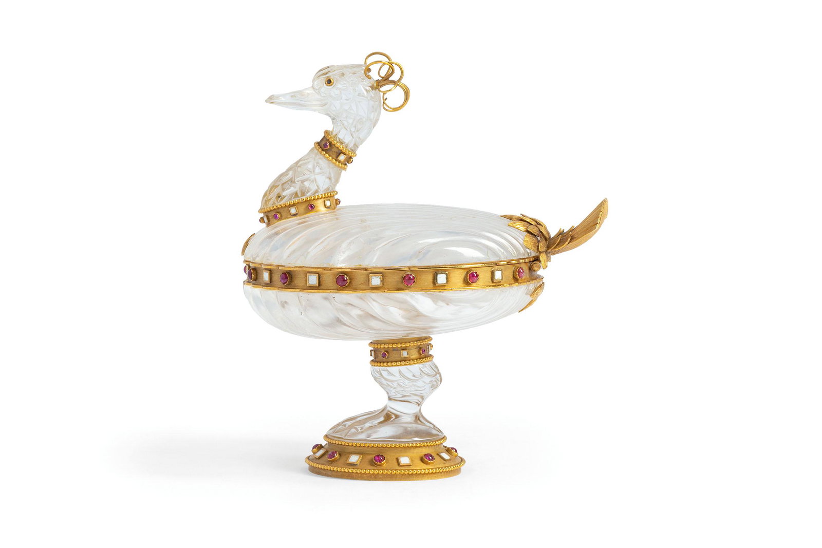 ALZATA IN CRISTALLO DI ROCCA, ORO, SMALTI E PIETRE (1 of 2)