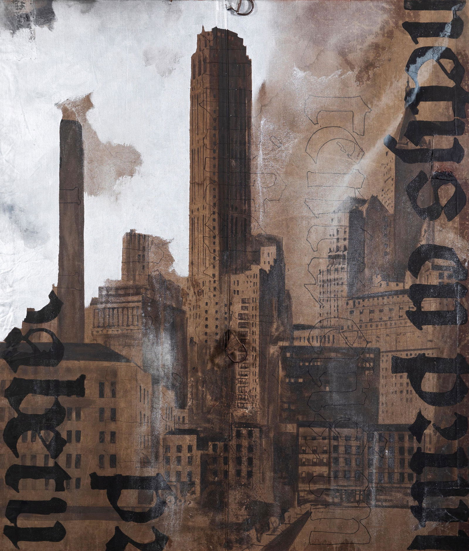 LUCA PIGNATELLI: Milano 1962 New York, 2005 Tecnica mista su tela di sacco, cm 222 x 146 Firmato e datato sul retro Autentica su fotografia dell'artista