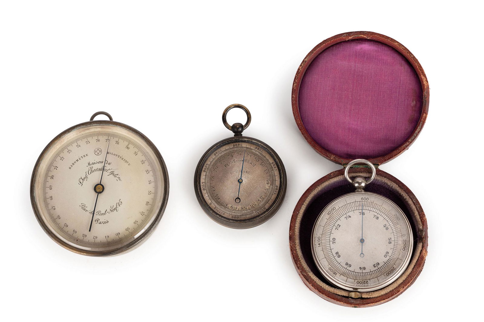LOTTO DI 3 BAROMETRI DA VIAGGIO, FRANCIA XIX SECOLO (1 of 1)