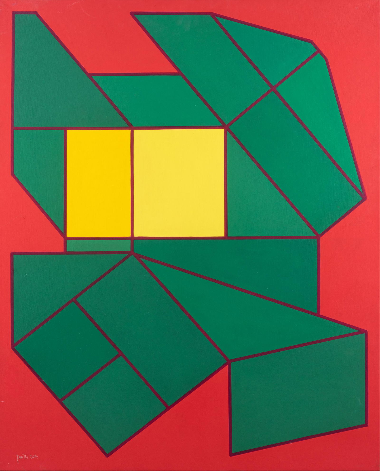 ACHILLE PERILLI: Roma 1927 - Ciconia 2021 Ama Pola di nuovo, 2014 Tecnica mista su tela, cm 100 x 81 Firmato e datato in basso a sinistra - firmato, datato e titolato sul retro Provenienza: Collezione privta, Roma Bib