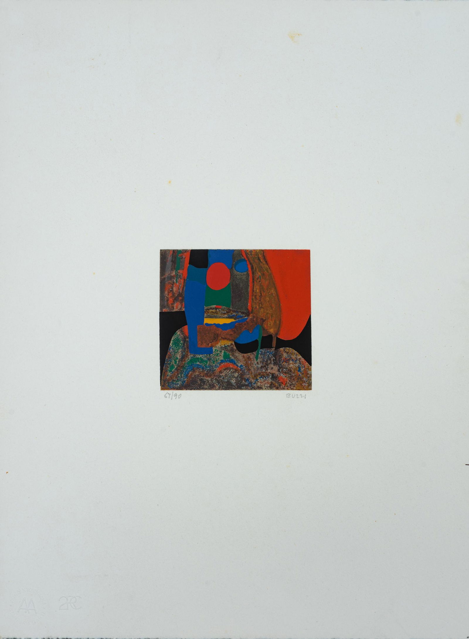 ALBERTO BURRI: Citta' Di Castello 1915 - Nizza 1995 Senza titolo Serigrafia a colori su carta, cm 31,4 x 23 Esemplare 67/90 Firmata in basso a destra, numerata in basso a sinsitra Timbro edizione 2RC