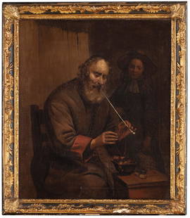 WALLERANT VAILLANT (seguace di): (Lilla, 1623 - Amsterdam, 1677) Uomo che fuma la pipa Olio su tela, cm 58,5X49 Vedi scheda al lotto precedente.