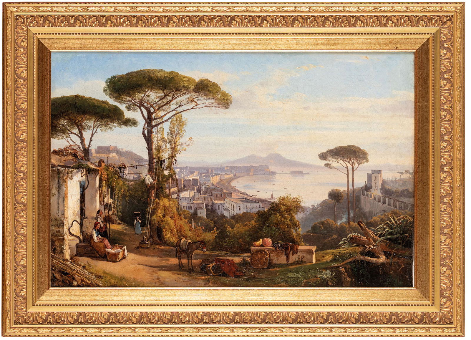 GIACINTO GIGANTE: Napoli, 1806 - 1876 Veduta di Napoli dalla Conocchia Firmato Giac Gigante, Napoli 1841 in basso a sinistra Olio su tela, cm 50X76,5 Giacinto Gigante è stato il rappresentante più autentico e