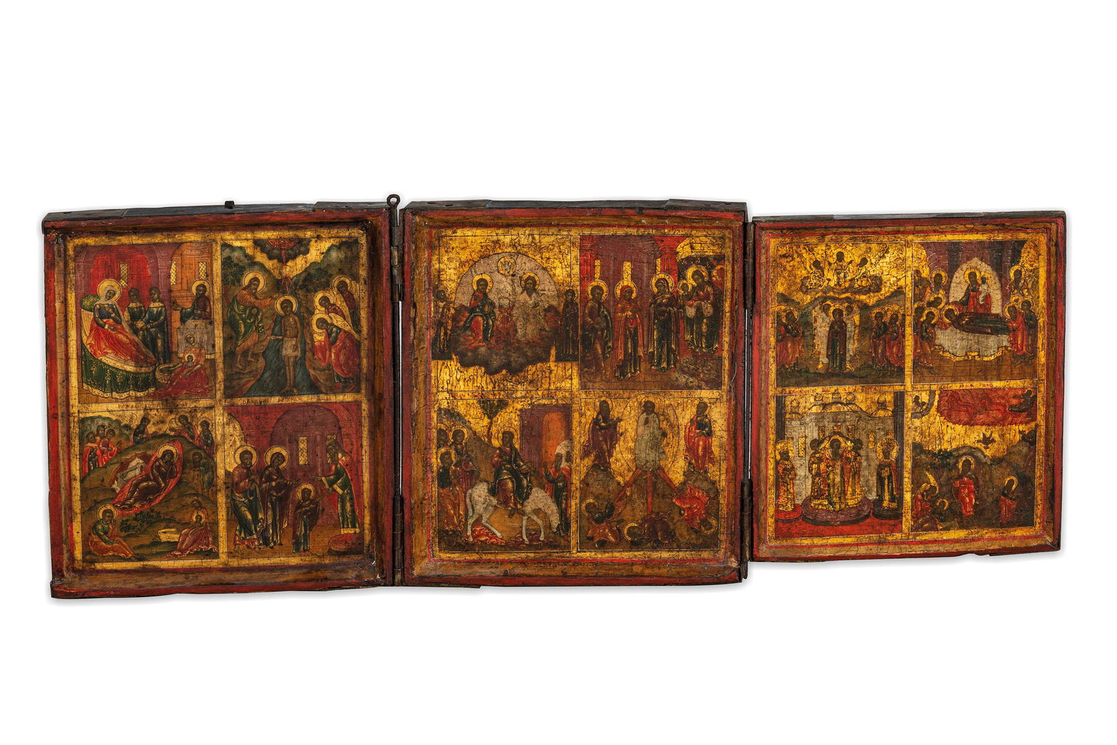 ICONA A TRITTICO RAFFIGURANTE FESTIVITA', RUSSIA, XIX (1 of 2)