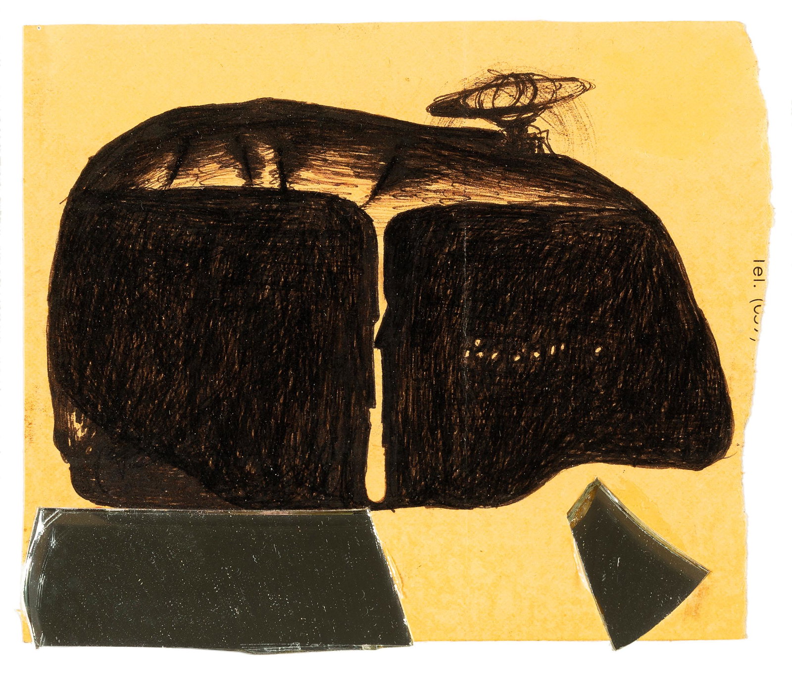 ENZO CUCCHI: Morro D'alba 1949 Senza titolo, 1987 Tecnica mista su carta, cm 10,5 x 18,8 Firmata e datata sul retro Esposizioni: Enzo Cucchi, Galerie Beyeler, Basilea, 1987. ill. cat. n. 25