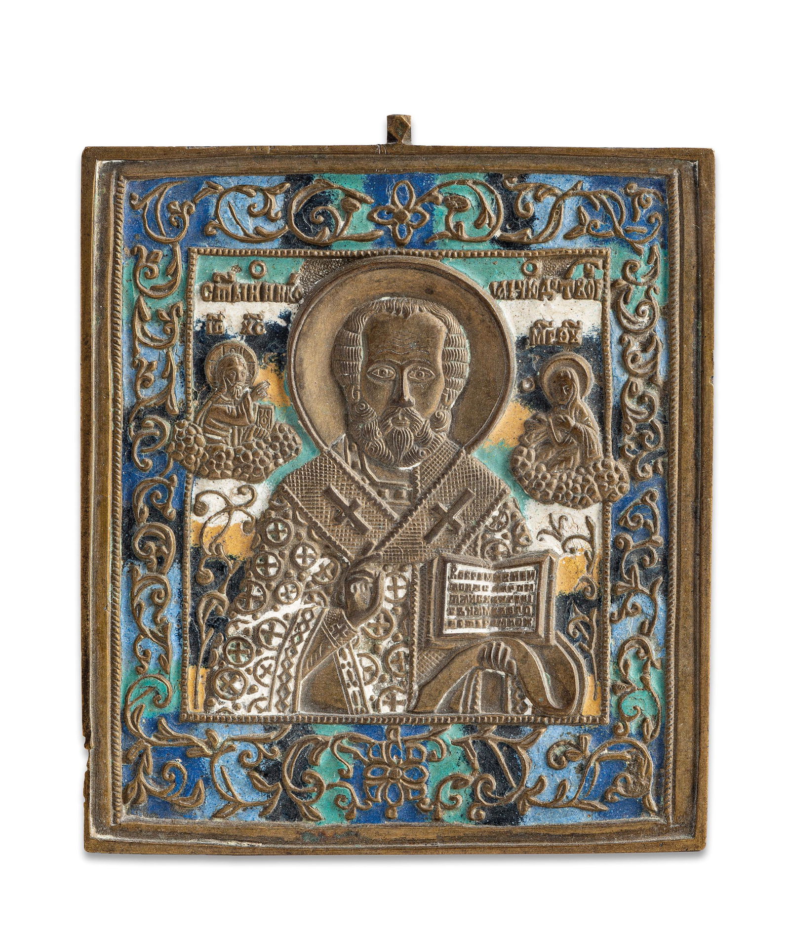 ICONA IN METALLO E SMALTI RAFFIGURANTE SAN NICOLA, (1 of 1)