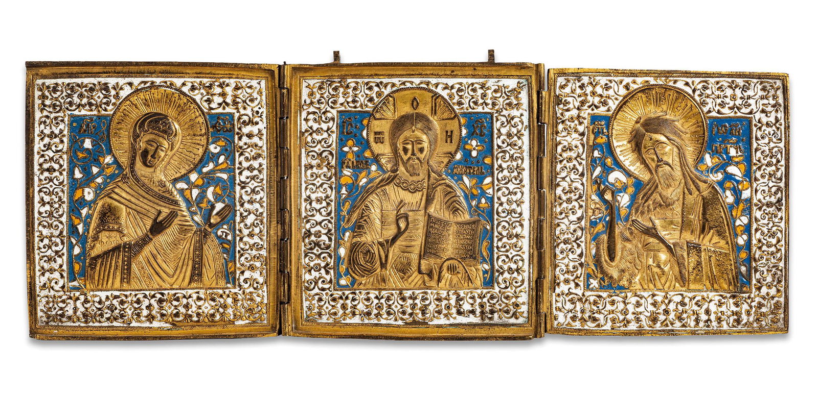 ICONA A TRITTICO IN METALLO E SMALTI RAFFIGURANTE LA (1 of 4)