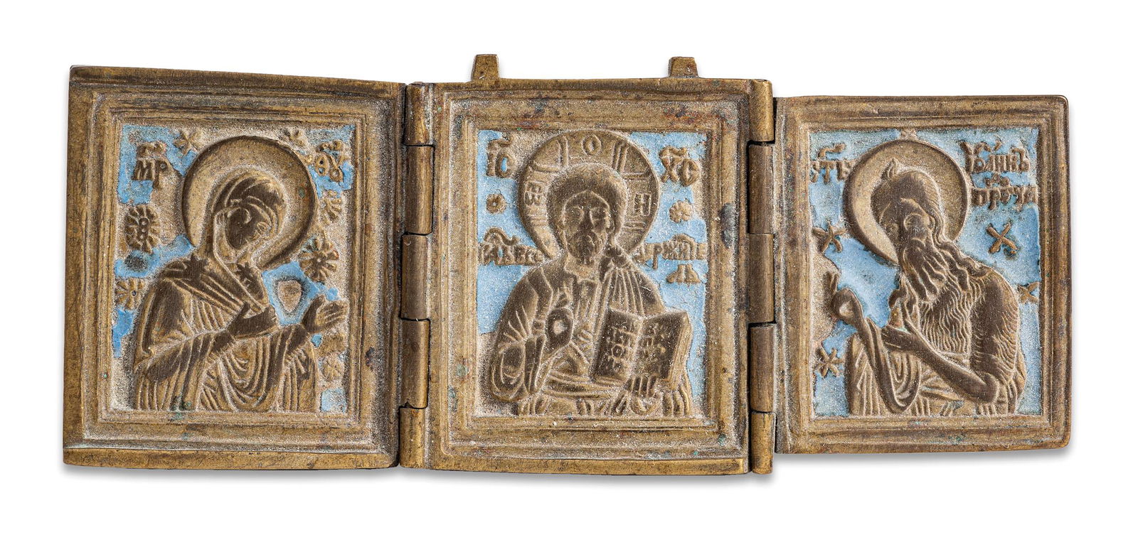 ICONA A TRITTICO IN METALLO E SMALTI RAFFIGURANTE LA (1 of 2)