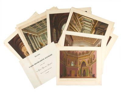 SANQUIRICO, Alessandro (1777-1849). Raccolta di Varie: Decorazioni Sceniche inventate, e dipinte dal pittore Alessandro Sanquirico per l'I.R. Teatro della Scala in Milano. [Milan: s.e, 1827]. 30 finely watercoloured plates from the famous collection of La