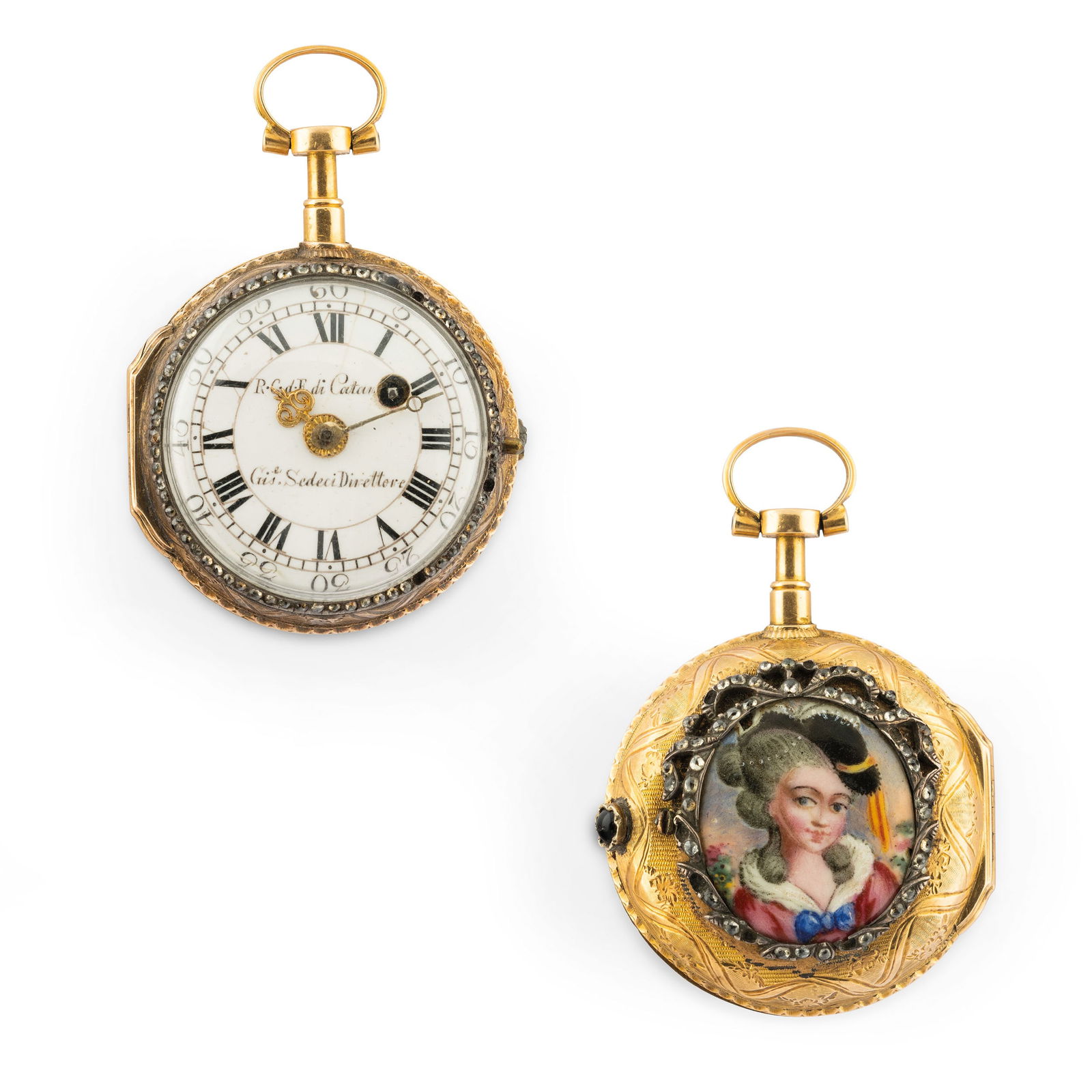CARIS, OROLOGIO MINIATURA CON DIAMANTI E SMALTO (1 of 3)