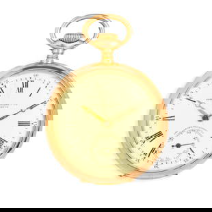 PATEK PHILIPPE GONDOLO, OROLOGIO IN ORO, 1828 CIRCA: cassa in oro rosa diametro 51 mm, seriale 275303, punzone 18k, quadrante in smalto bianco con numeri romani per le ore, arabi in 5 per i minuti, firmato Patek Philippe chronometro gondolo, piccoli sec