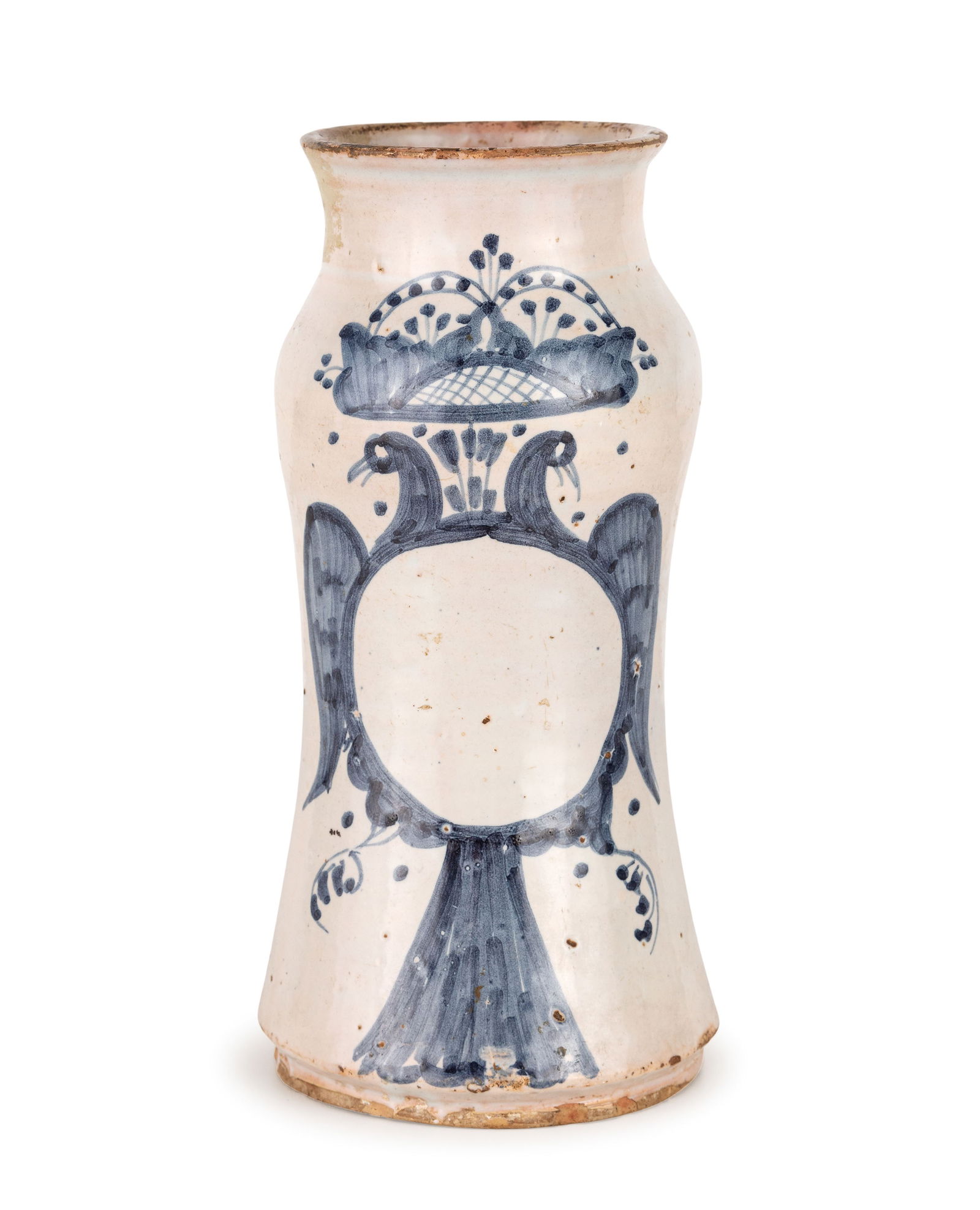 ALBARELLO IN MAIOLICA BIANCA E BLU, FORNACE DI (1 of 1)