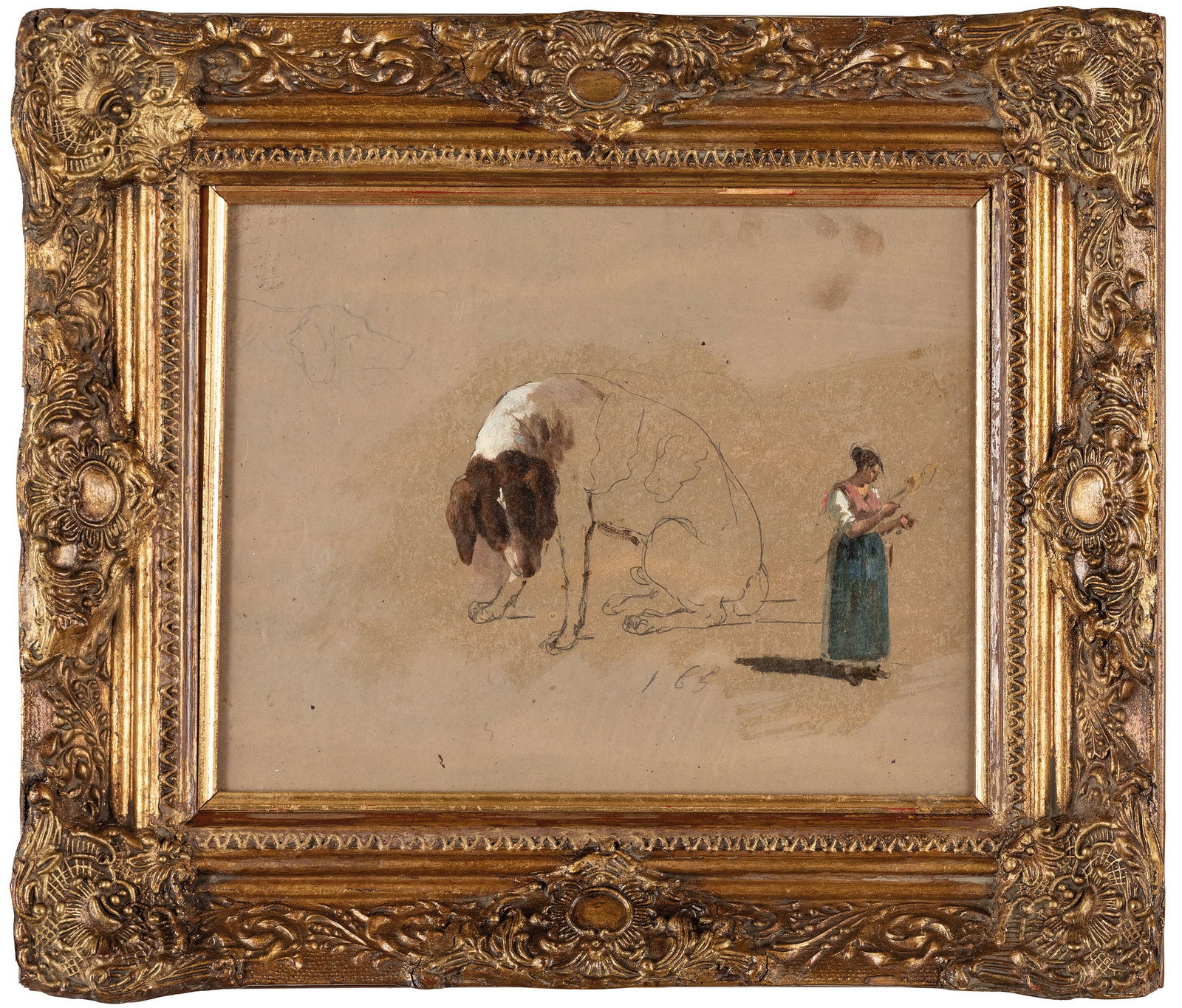 FRANCESCO LONDONIO (attr. a): (Milano, 1723 - 1783) Studio di animali Matita e olio su carta, cm 22,5X29 Francesco Londonio è uno dei più apprezzati pittori della realtà attivo in Lombardia durante il XVIII secolo e