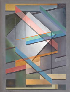 MANLIO RHO: Como 1901 - 1957 Composizione 303 B, 1950 Olio su tela, cm 79 x 63 Firmato in basso a sinistra Autentica su fotografia della Galleria Vismara Arte Contemporanea a cura di Letizia Rho, Luciano Caramel,
