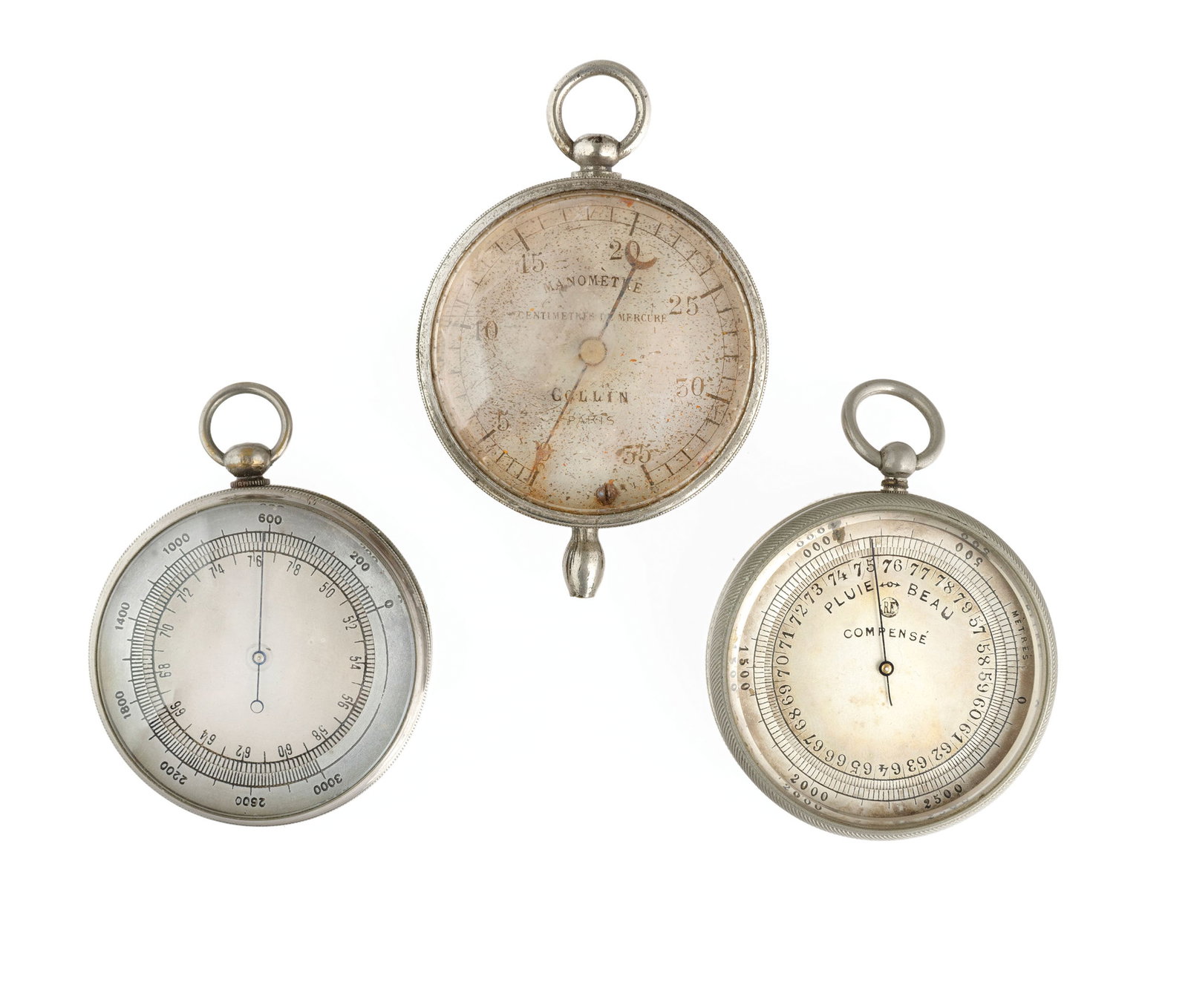 LOTTO DI DUE BAROMETRI DA TASCA ED UN MANOMETRO (1 of 2)