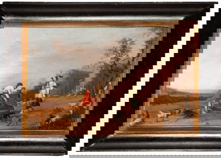 CORNELIS WILLAERTS: (Utrecht, 1600 - 1666) Giacobbe e Rachele al pozzo Firmato in basso a destra Olio su tavola, cm 34X54 Provenienza: New York, Christie's, 24 aprile 1995, lotto 104 (come Cornelis Willaerts) New York, S