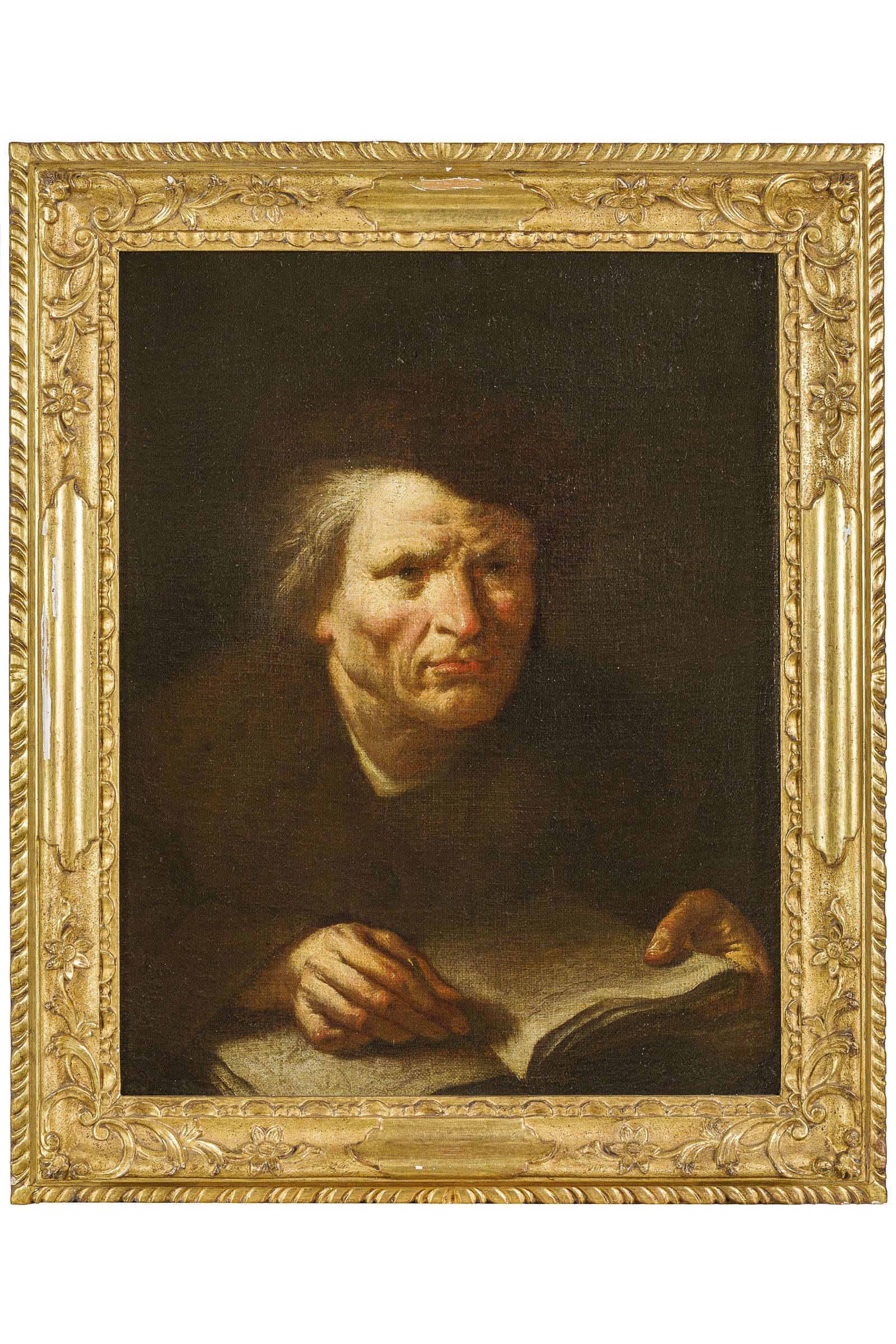 GIUSEPPE NOGARI: (Venezia, 1699 - 1763) Ritratto di filosofo Olio su tela, cm 60,5X46,5 Provenienza: Vienna, Dorotheum, 14 aprile 2005, lotto 69 (come Giuseppe Nogari) Italia, collezione privata Riguardo la formazione