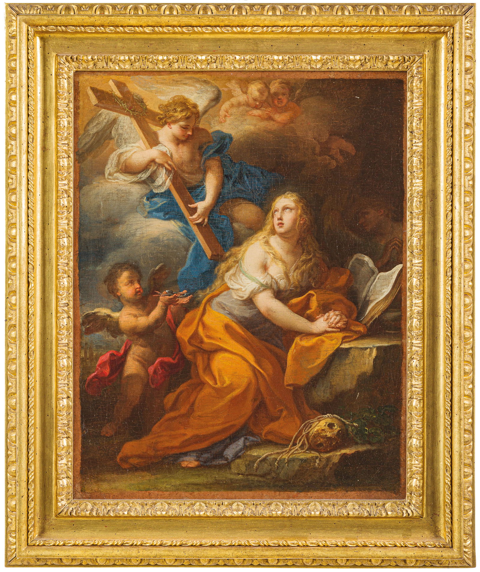 SEBASTIANO CONCA: (Gaeta, 1680 - Napoli, 1764) Maria Maddalena Olio su tela, cm 46X35 Iscritto sul telaio: Schedoni, From the Loggia Gallery, Rome Provenienza: Italia, collezione privata La tela qui presentata è u