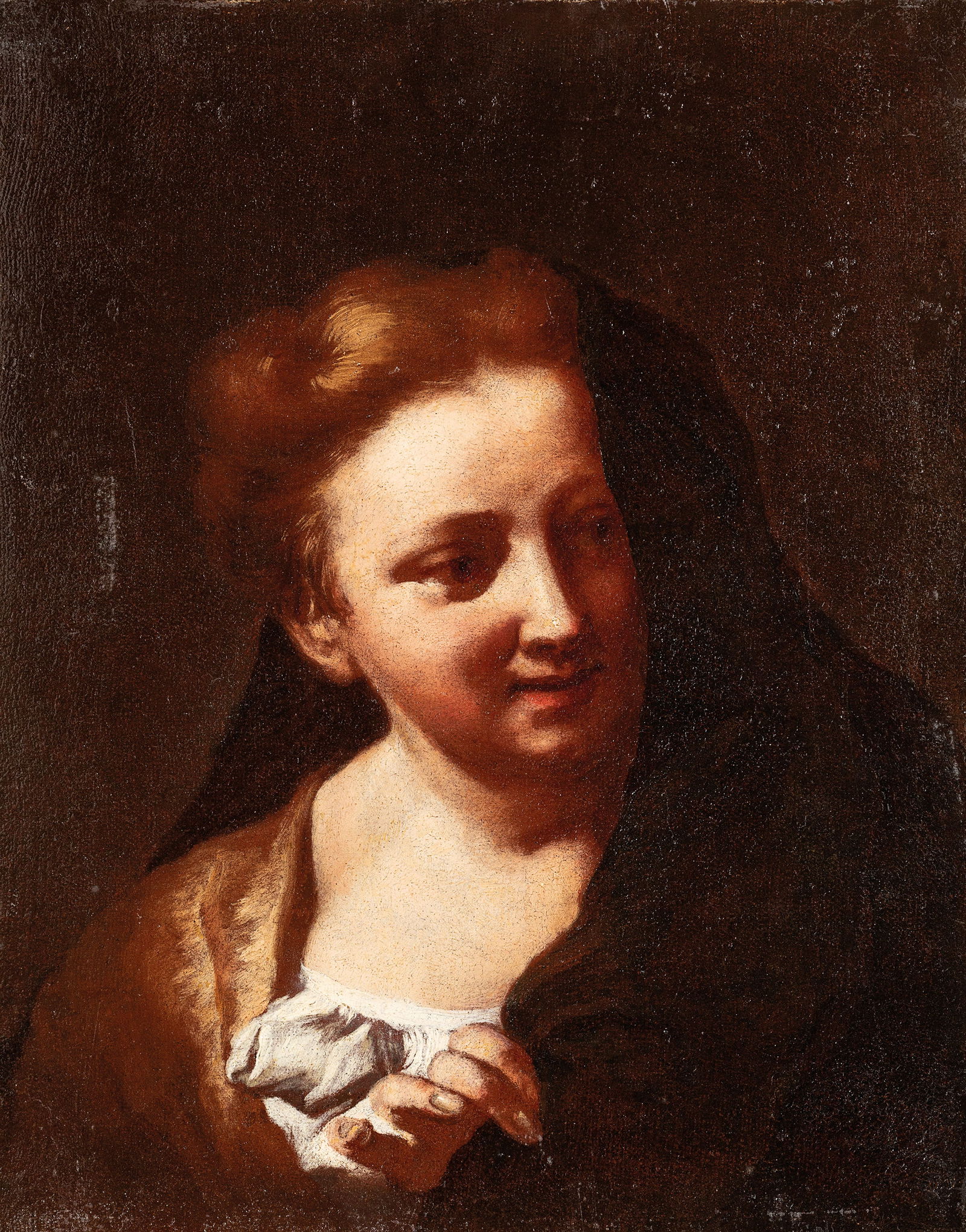 GIUSEPPE ANGELI: (Venezia, 1709 - 1798) Ritratto di dama Olio su tela, cm 46,2X36,8 Provenienza: Collezione Tancred Borenius Londra, Christie's, 18 maggio 1990, lotto 27 Bibliografia: https://rkd.nl/imageslite/1608964