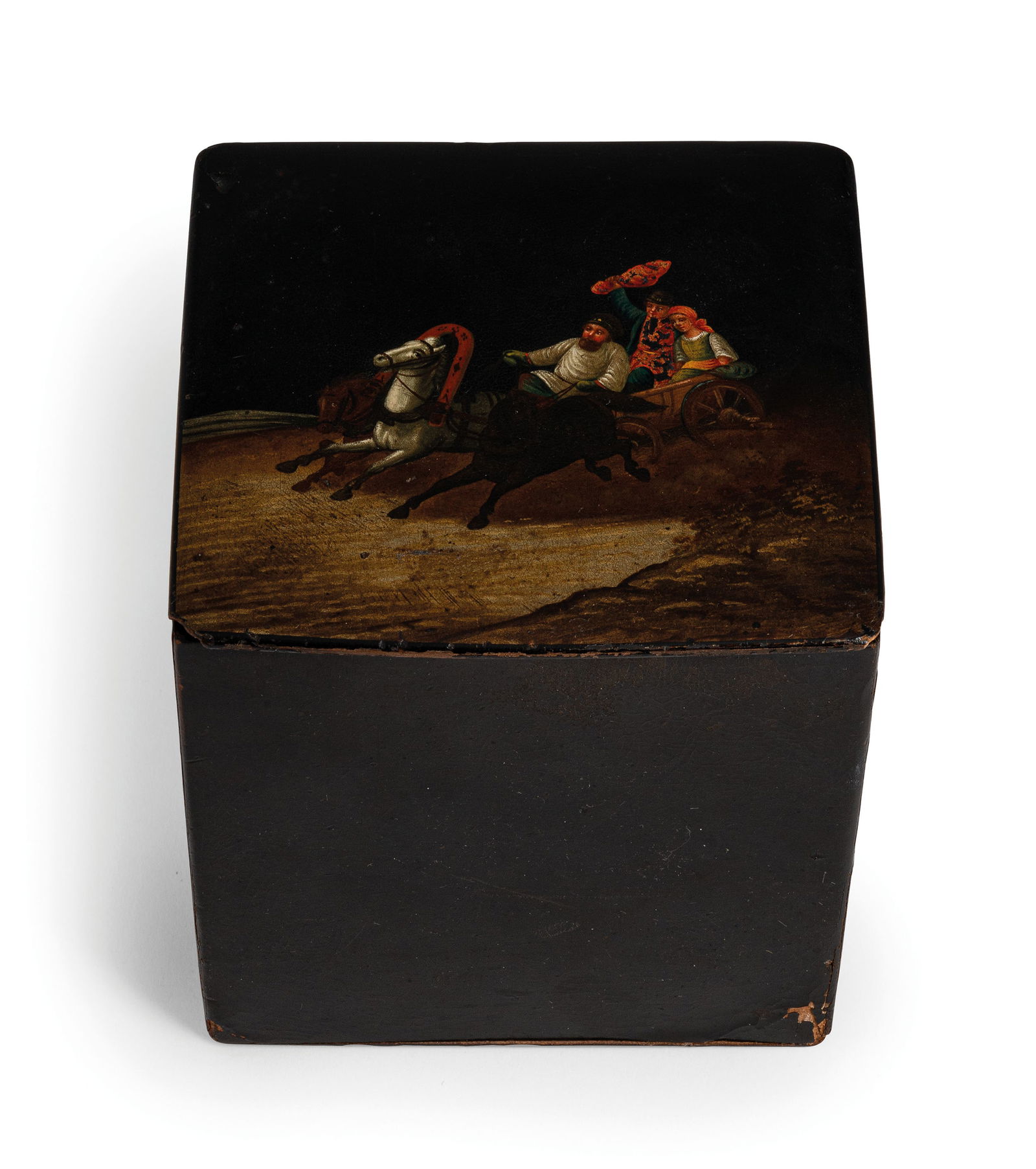 SCATOLA RUSSA IN PAPIER-MACHE', PALECH, XX SECOLO, (1 of 2)