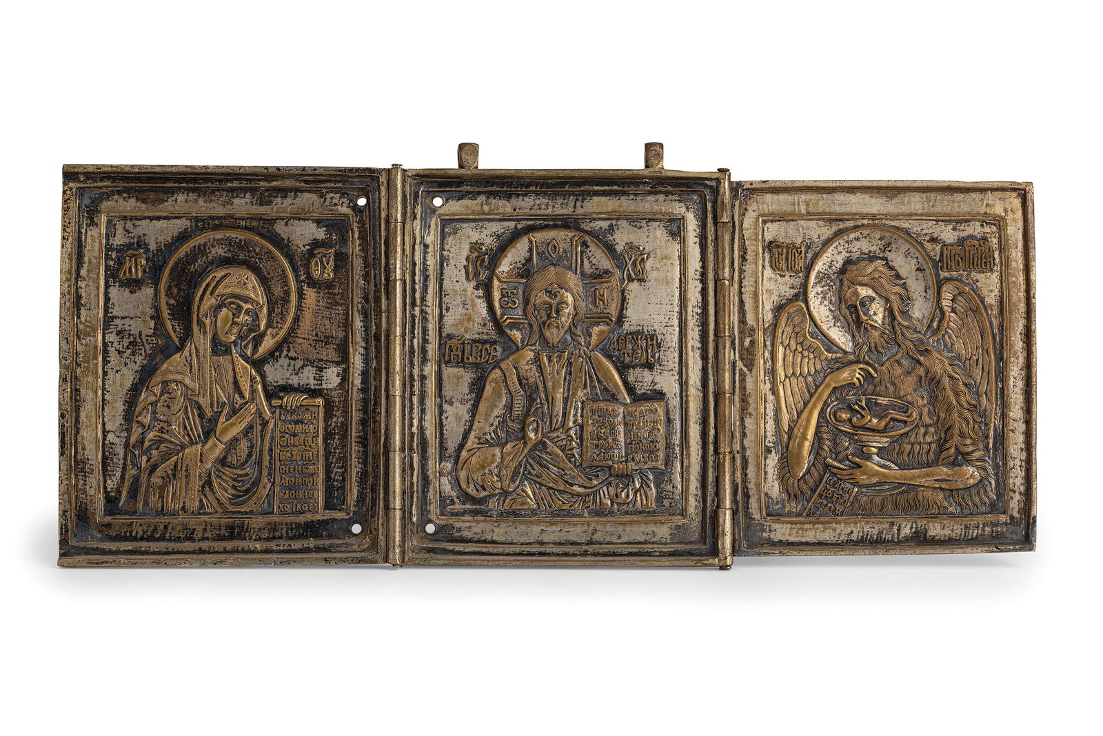 ICONA A TRITTICO IN METALLO RAFFIGURANTE LA DEESIS, (1 of 1)