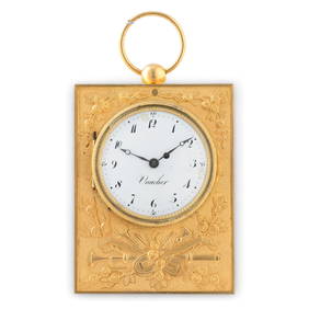 VAUCHER, OROLOGIO DA CAPOLETTO IN BRONZO DORATO, CON (1 of 2)