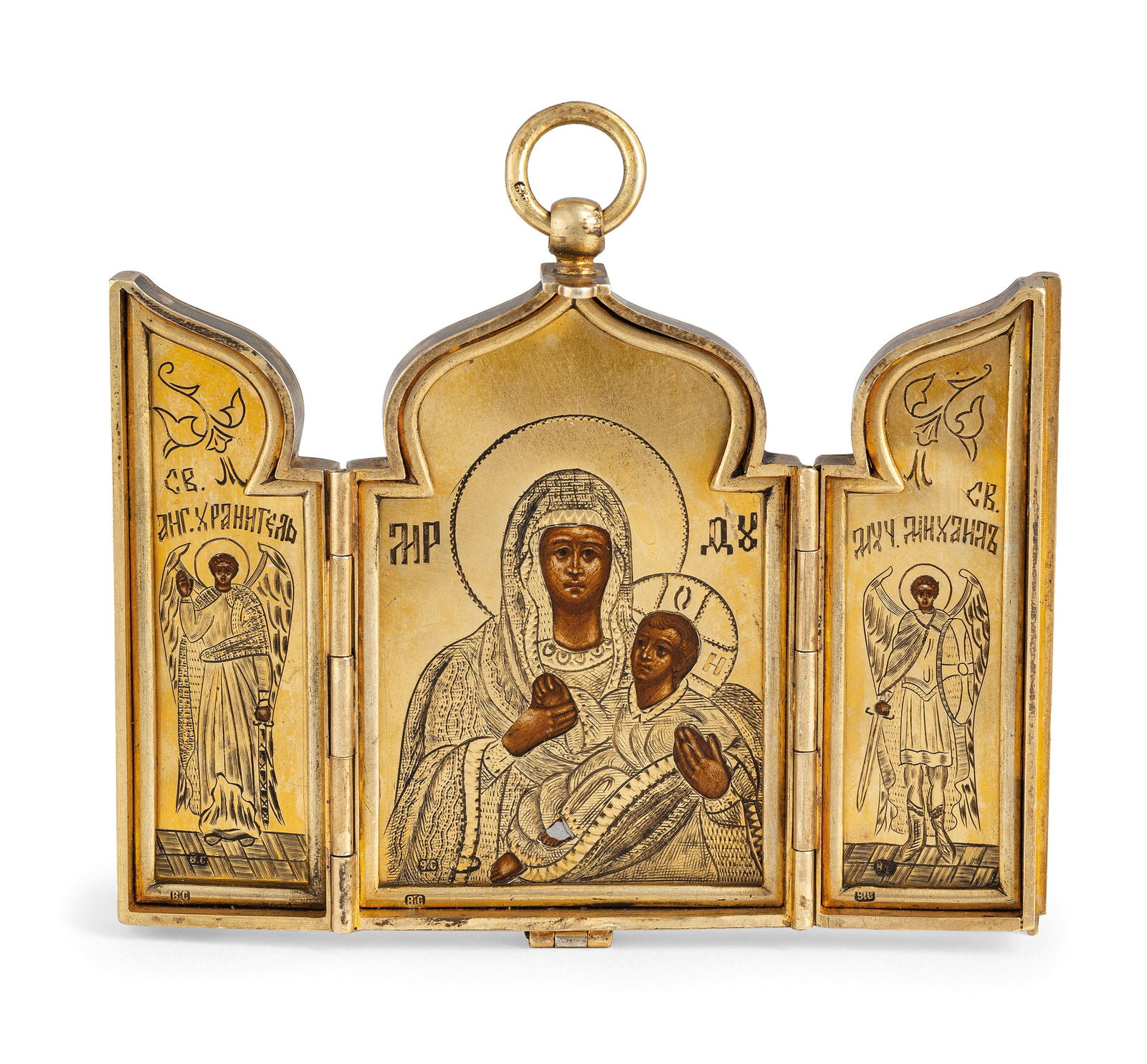 ICONA A TRITTICO CON MONTATURA IN ARGENTO DORATO (1 of 2)