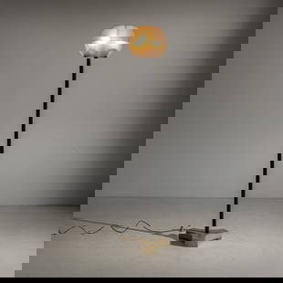 IGNAZIO GARDELLA: Lampada da terra mod. LT8. Marmo, metallo verniciato, ottone, vetro pressato. Produzione Azucena 1956 ca. cm 175x35x35 A FLOOR LAMP BY I. GARDELLA Domus, n. 276, novembre 1952, p. 75; G. Gramigna, Rep