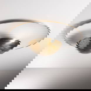 GINO SARFATTI: Lampada a plafone o parete mod. 155 PX. Metallo verniciato, ottone. Produzione Arteluce anni '50. cm 13x48 A CEILING LAMP BY G. SARFATTI S. Severi, Gino Sarfatti: opere selezionate, Silvana Editoriale