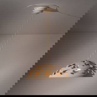 GINO SARFATTI: Lampada a sospensione mod. 2131. Alluminio laccato. Produzione Arteluce 1969. Diametro diffusore cm 48 A CEILING LAMP BY G. SARFATTI Catalogo di produzione Arteluce Buone condizioni generali. Piccole
